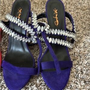 XYD Brand Elegant Purple Heels with Crystal Accents